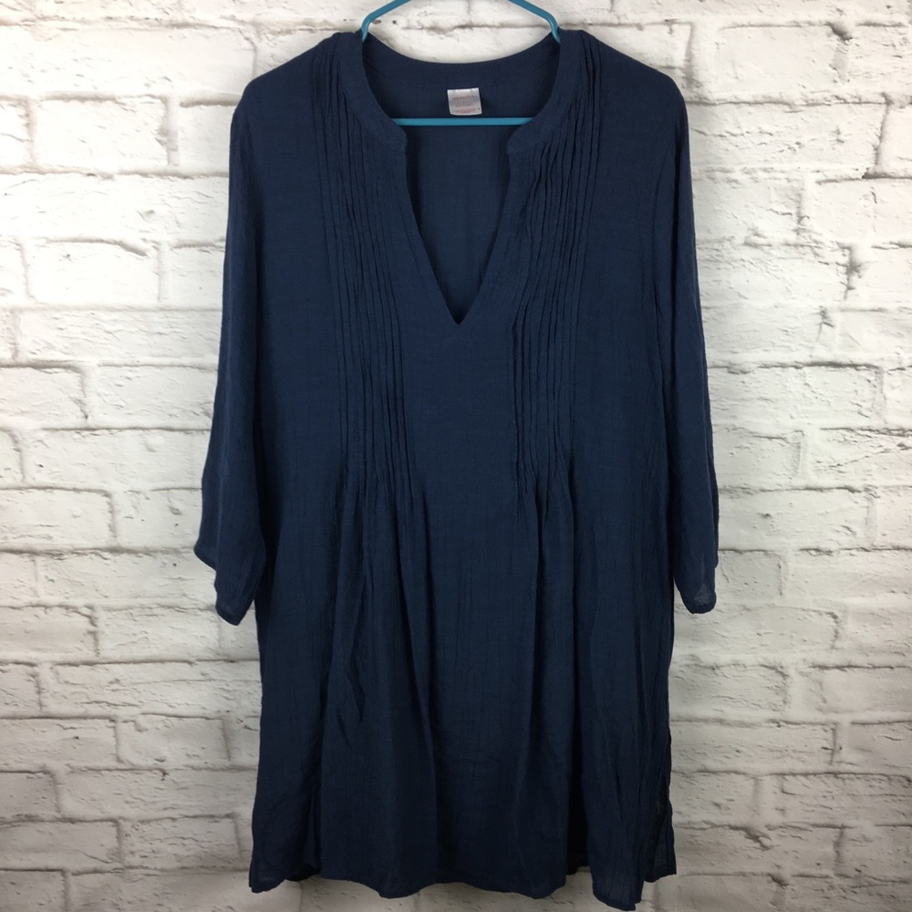 Merona women tunic top large v neck navy B20